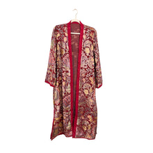 Load image into Gallery viewer, Kimono fior di loto in velluto e organza bordeaux
