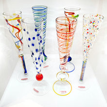 Load image into Gallery viewer, Massimo Lunardon set of 6 flutes model Rossini blown glass
